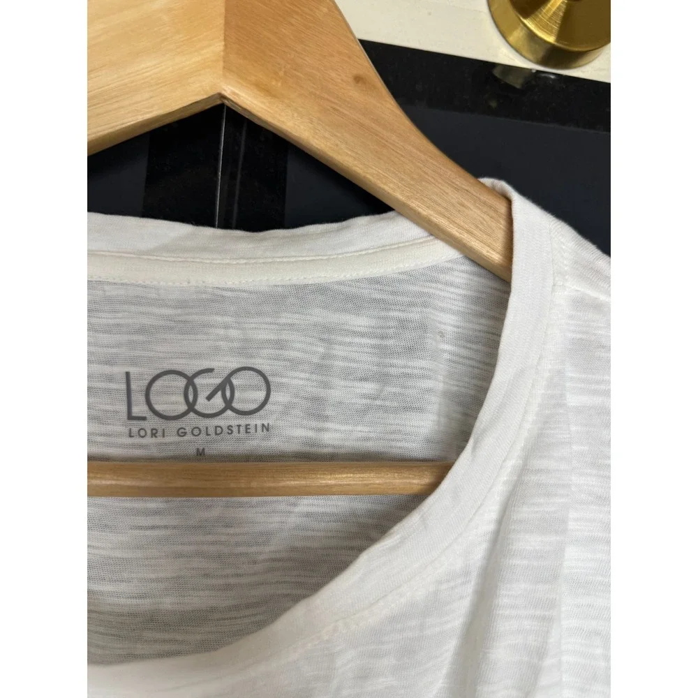 LOGO by Lori Goldstein Women's 100% Cotton Ruffle Sleeve Tee Alabaster #36# - Picture 7 of 12